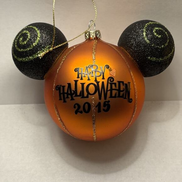 Preowned DisneyParks Happy Halloween Mickey Face glass Christmas ornament - Picture 6 of 7